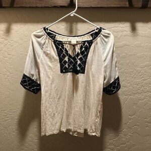 Embroidered Cream and Black Women's Top
